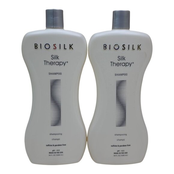 BioSilk Silk Therapy 2 pack Shampoo Due 34 Oz Jumbo Sulfate Paraben Free - Picture 1 of 7